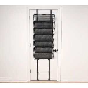 Pop-It Over the Door Hanging 7-Tier Mesh Shelf Shoe Rack Organizer Storage Black